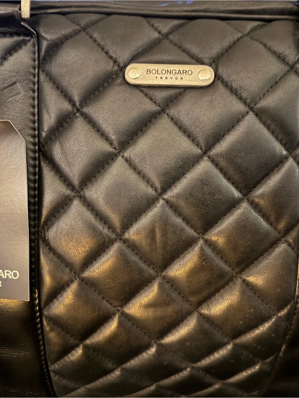 Bolongaro Trevor Quilted Black Leather Weekender Bag